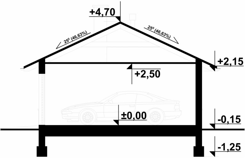 Projekt domu energooszczędnego G59 - Budynek garażowo - gospodarczy - przekrój 1