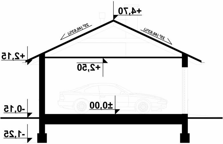 Projekt domu energooszczędnego G59 - Budynek garażowo - gospodarczy - przekrój 1