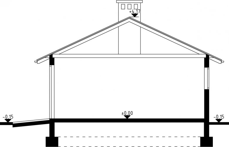 Projekt domu energooszczędnego G28 - Budynek garażowo - gospodarczy - przekrój 1