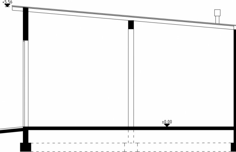 Projekt domu energooszczędnego G35 - Budynek garażowy - przekrój 1