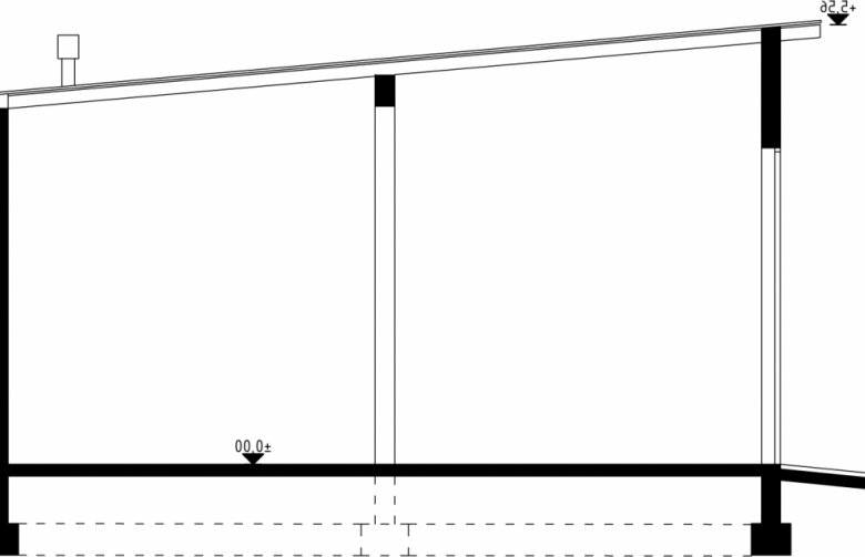 Projekt domu energooszczędnego G35 - Budynek garażowy - przekrój 1