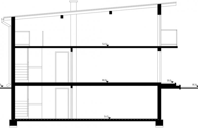 Projekt domu energooszczędnego G36 - Budynek garażowo - gospodarczy - przekrój 1