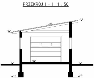 Przekrój projektu G37 - Budynek garażowo - gospodarczy