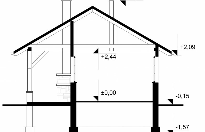 Projekt domu energooszczędnego G38 - Budynek garażowo - gospodarczy - przekrój 1