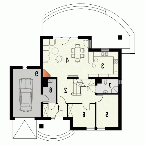 Rzut projektu LAGUNA - wersja lustrzana