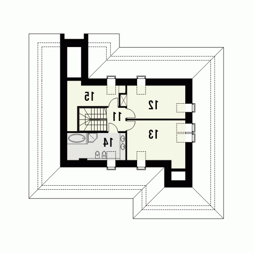 Rzut projektu DELTA - wersja lustrzana