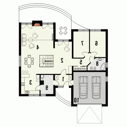 Rzut projektu DELTA - wersja lustrzana