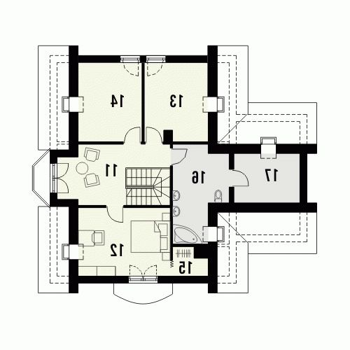 Rzut projektu ROZALIN - wersja lustrzana