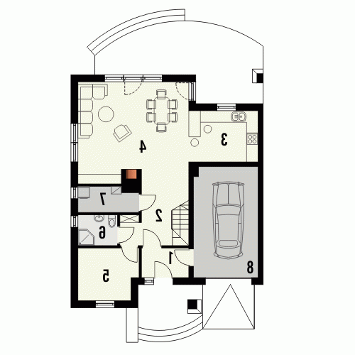 Rzut projektu KLASYKA 2 - wersja lustrzana