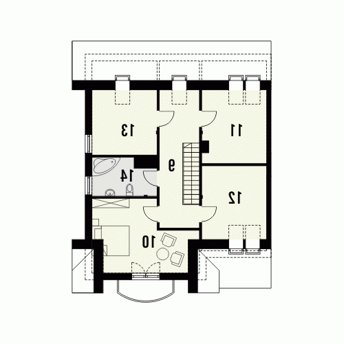 Rzut projektu KLASYKA 2 - wersja lustrzana