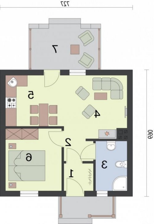 RZUT PRZYZIEMIA MANOA dom letniskowy - wersja lustrzana