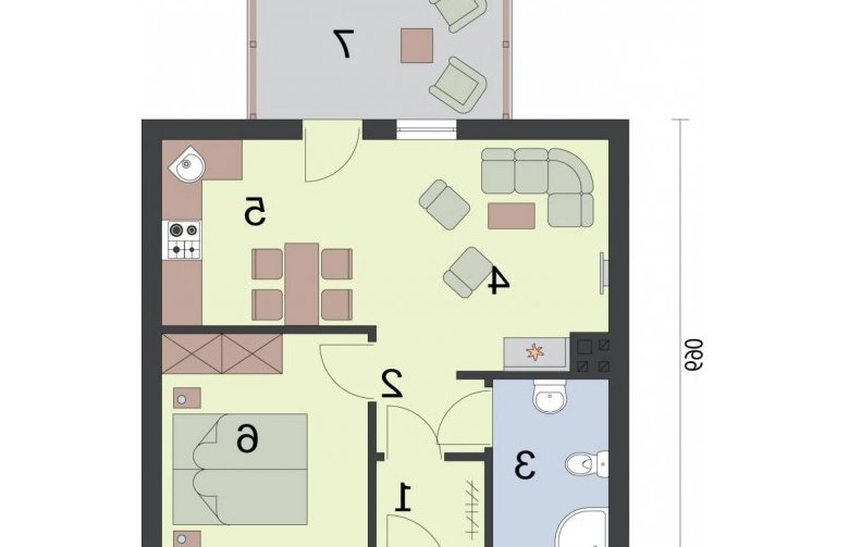 Projekt domu letniskowego MANOA dom letniskowy - rzut przyziemia