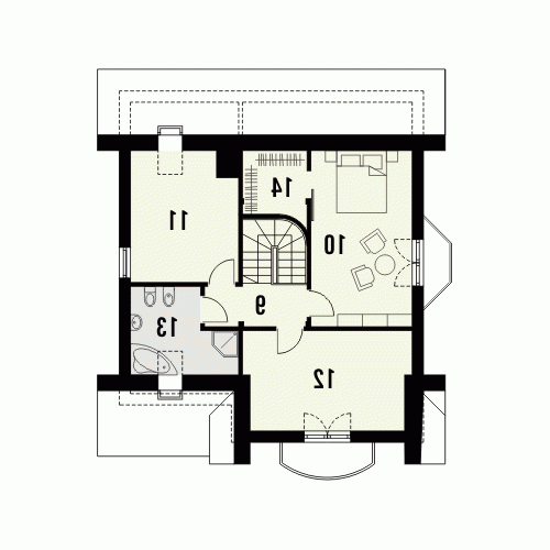 Rzut projektu BELLA - wersja lustrzana