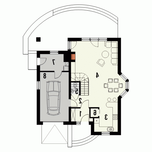 Rzut projektu BELLA - wersja lustrzana