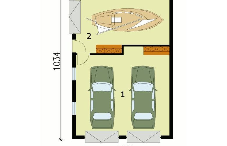 Projekt garażu G130 garaż trzystanowiskowy - przyziemie