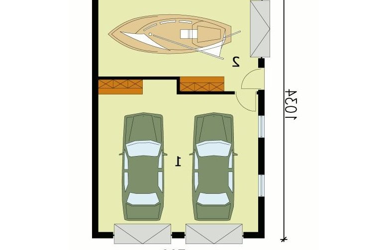 Projekt garażu G130 garaż trzystanowiskowy - przyziemie