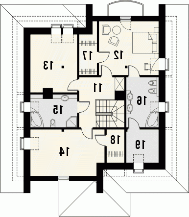 Rzut projektu MONACO 2 - wersja lustrzana