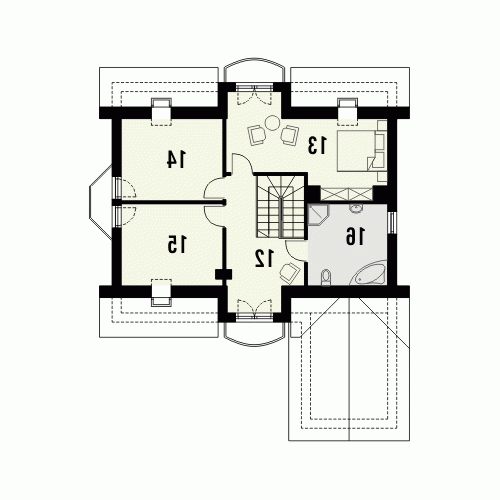 Rzut projektu SZMARAGD 2 - wersja lustrzana