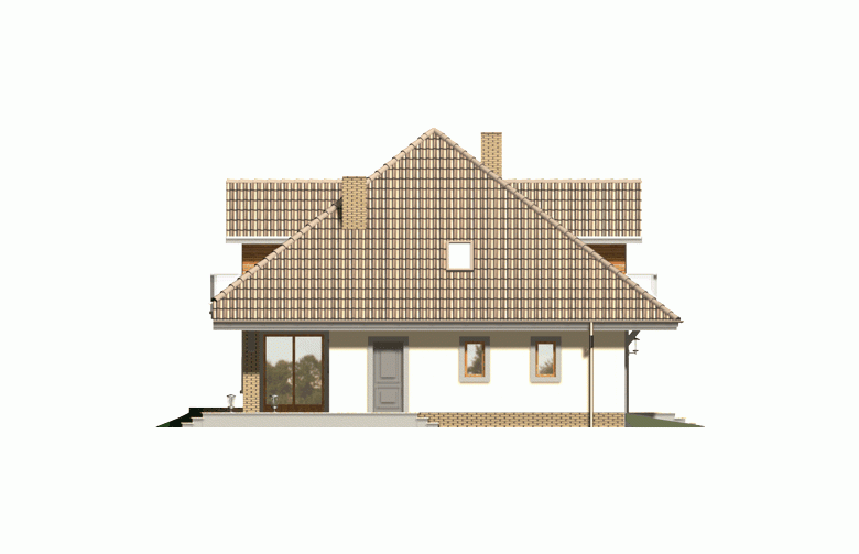 Projekt domu jednorodzinnego AMFILADA - elewacja 1