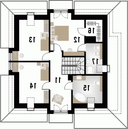 Rzut projektu AMFILADA - wersja lustrzana