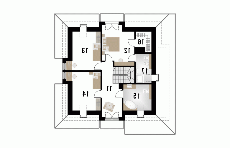 Projekt domu jednorodzinnego AMFILADA - 