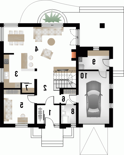 Rzut projektu AMFILADA - wersja lustrzana