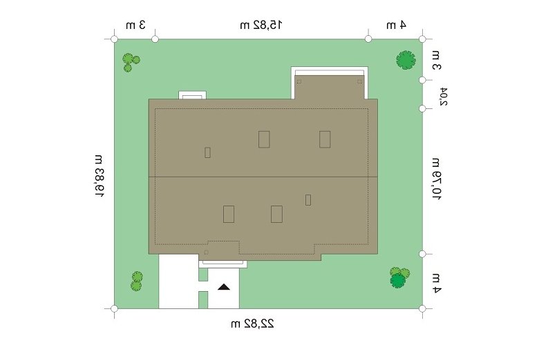 Projekt domu dwurodzinnego Bursztyn 2 (566) - Usytuowanie - wersja lustrzana