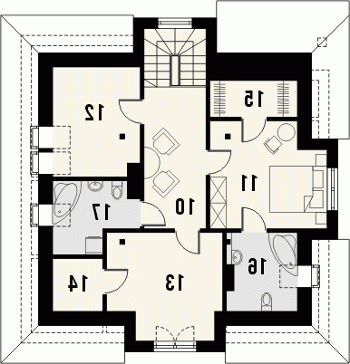 Rzut projektu KORAL - wersja lustrzana