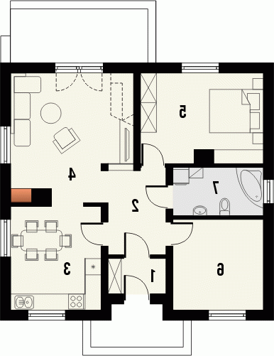 Rzut projektu KAMYCZEK - wersja lustrzana