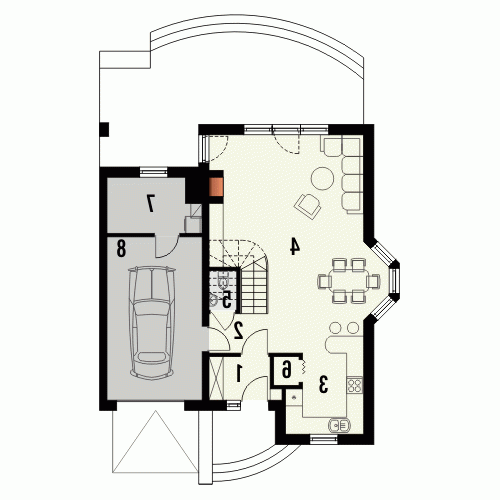 Rzut projektu BELLA 2 - wersja lustrzana