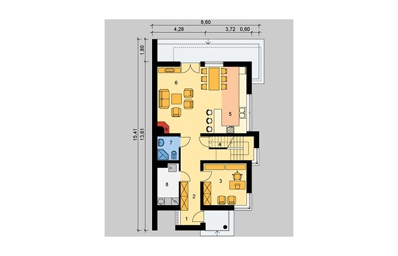 Projekt domu szkieletowego LK&326 - parter