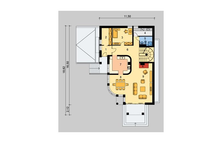 Projekt domu wolnostojącego LK&168 - parter