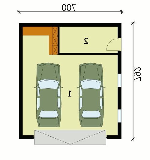 PRZYZIEMIE G129 garaż dwustanowiskowy z pomieszczeniem gospodarczym - wersja lustrzana