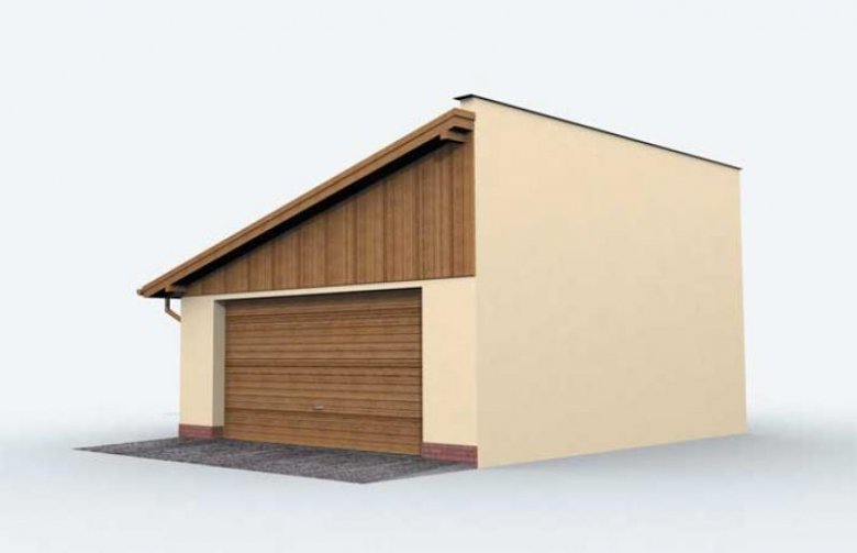 Projekt garażu G129 garaż dwustanowiskowy z pomieszczeniem gospodarczym