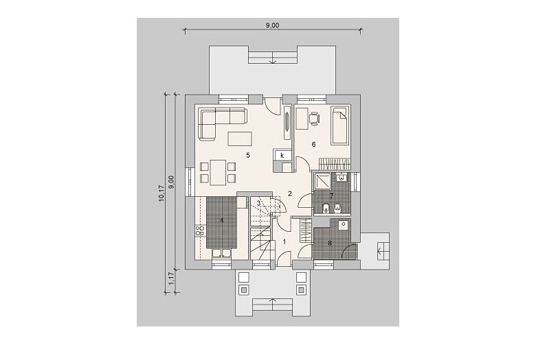 Projekt domu wolnostojącego LK&881 - parter