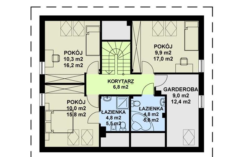 Projekt domu wolnostojącego TK20 - rzut poddasza