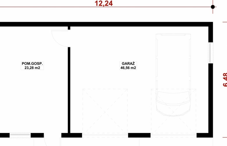 Projekt domu energooszczędnego G55 - Budynek garażowo - gospodarczy - 