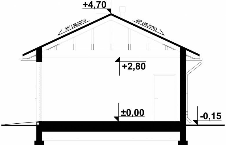 Projekt domu energooszczędnego G55 - Budynek garażowo - gospodarczy - przekrój 1