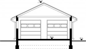 Przekrój projektu G30 - Budynek garażowy z wiatą w wersji lustrzanej