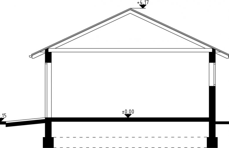 Projekt domu energooszczędnego G31 - Budynek garażowy z wiatą - przekrój 1