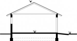 Przekrój projektu G31 - Budynek garażowy z wiatą w wersji lustrzanej