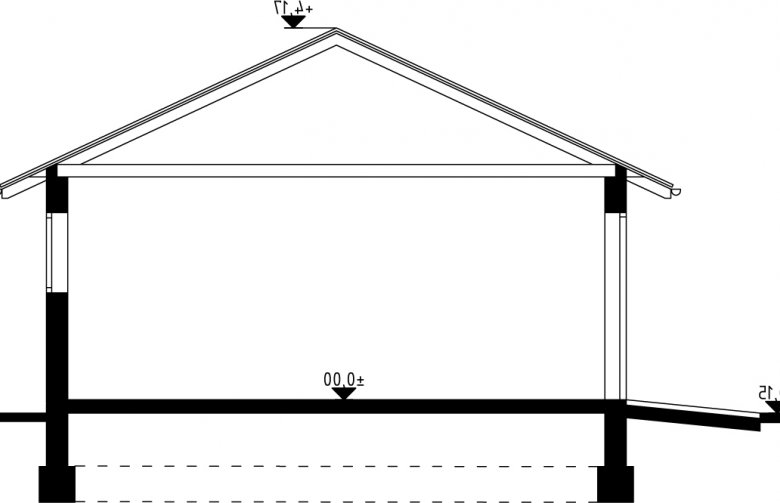 Projekt domu energooszczędnego G31 - Budynek garażowy z wiatą - przekrój 1