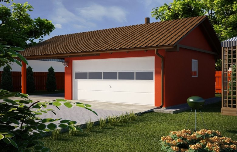 Projekt domu energooszczędnego G31 - Budynek garażowy z wiatą