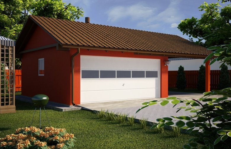 Projekt domu energooszczędnego G31 - Budynek garażowy z wiatą