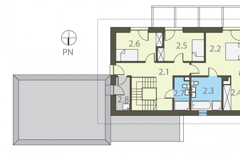 Projekt domu jednorodzinnego SAMOWYSTARCZALNY - piętro