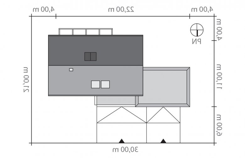 Projekt domu jednorodzinnego SAMOWYSTARCZALNY - Usytuowanie - wersja lustrzana