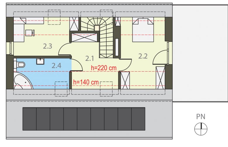 Projekt domu jednorodzinnego UROCZY - poddasze