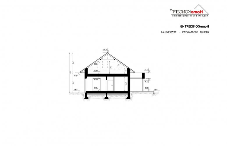 Projekt domu jednorodzinnego Homekoncept 46 - przekrój 1