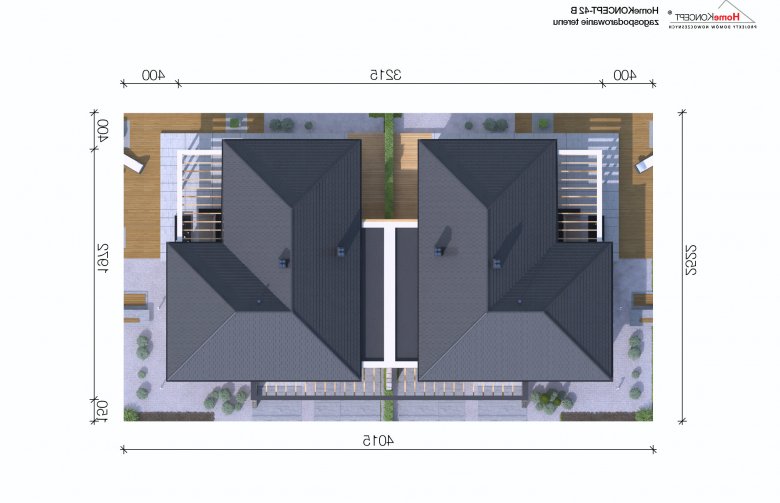 Projekt domu bliźniaczego Homekoncept 42B - Usytuowanie - wersja lustrzana