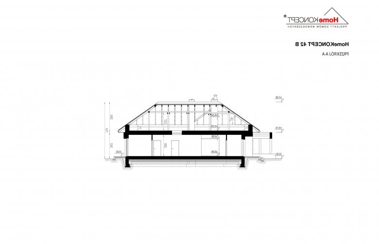 Projekt domu bliźniaczego Homekoncept 42B - przekrój 1